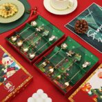Set 4 Lingurite, Embo, Tema Craciun, Model Carry The Merry, 4 Modele, din Otel Inoxidabil, 19.5 x 16 x 2 cm, Multicolor - imagine 5