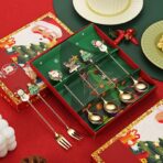 Set 4 Lingurite, Embo, Tema Craciun, Model Carry The Merry, 4 Modele, din Otel Inoxidabil, 19.5 x 16 x 2 cm, Multicolor - imagine 4