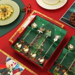 Set 4 Lingurite, Embo, Tema Craciun, Model Carry The Merry, 4 Modele, din Otel Inoxidabil, 19.5 x 16 x 2 cm, Multicolor - imagine 3