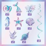 Set 8 Decoratiuni pentru Petrecere Sirena, Embo, Colectia Mermaid, Panglici Incluse, Multicolor - imagine 5