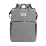 Rucsac Multifunctional pentru Mamici, Embo, cu Patut Pliabil si Baza de Schimbat, Rezistent la Apa, Capacitate Mare, Usor, Compartimente Multiple, Buzunar Termic pentru Lapte, 42 x 32 x 22 cm, Gri