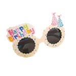Ochelari Decorativi, Embo, pentru Petrecere, din ABS, Unisex, Model Happy Birthday, 13.5 x 8.5 cm, Bej