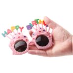 Ochelari Happy Birthday, Embo, Tematica Aniversare, Protectie Soare, din Plastic, Model Prajiturele, 18.5x11.5 cm, Roz - imagine 3