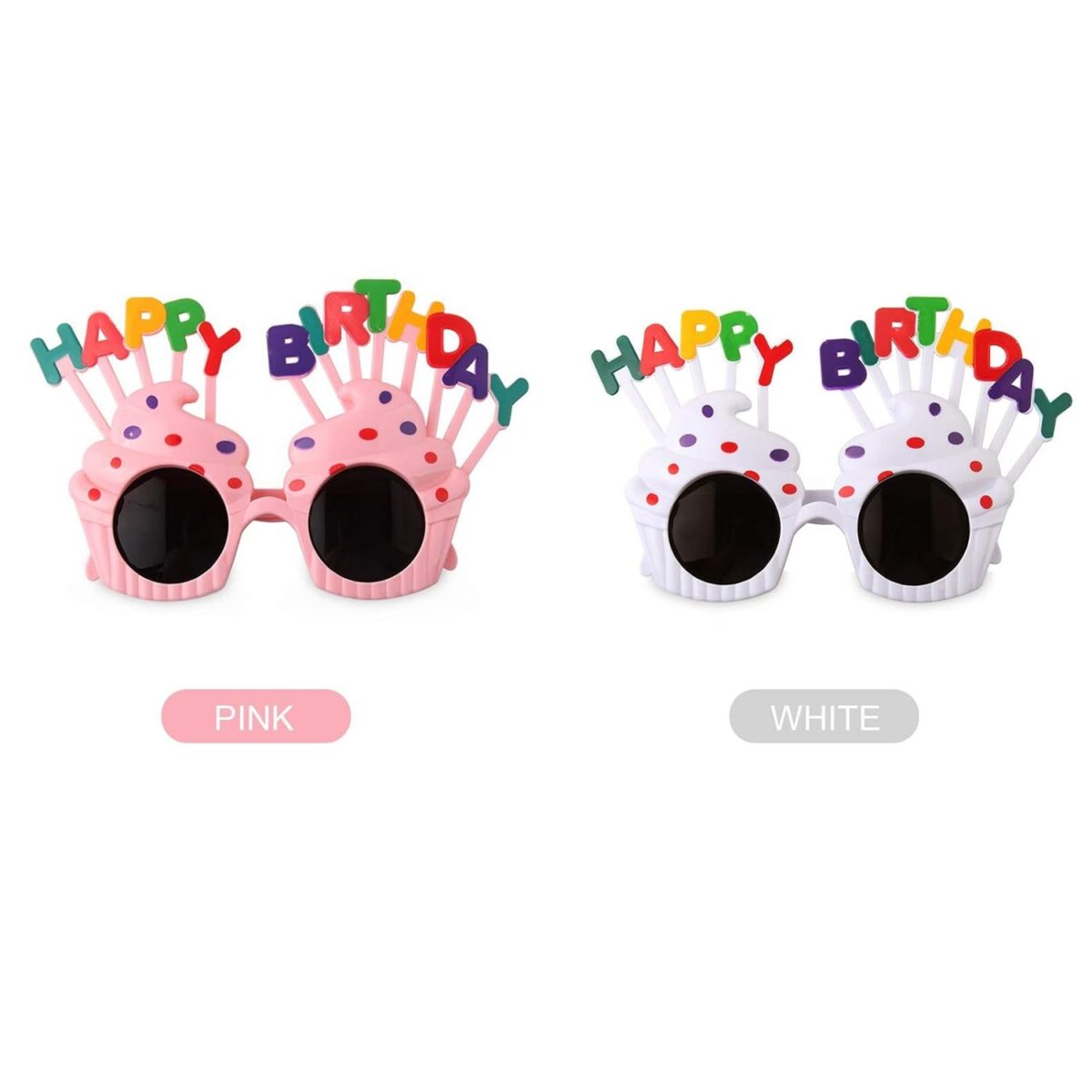 Ochelari Happy Birthday, Embo, Tematica Aniversare, Protectie Soare, din Plastic, Model Prajiturele, 18.5x11.5 cm, Roz - imagine 5