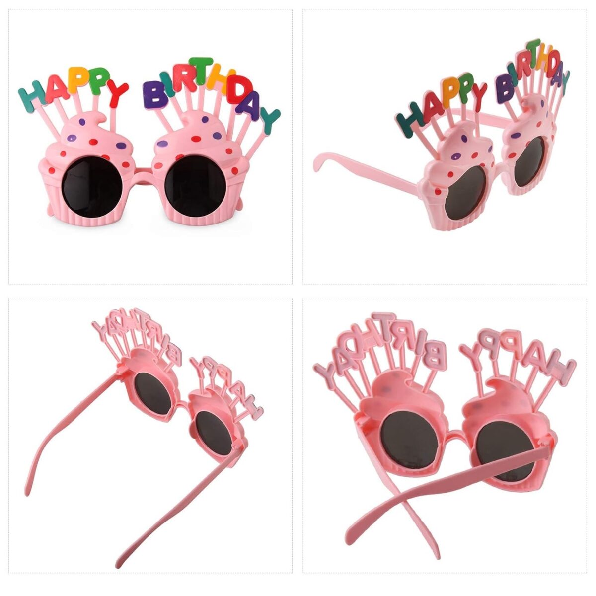 Ochelari Happy Birthday, Embo, Tematica Aniversare, Protectie Soare, din Plastic, Model Prajiturele, 18.5x11.5 cm, Roz - imagine 6