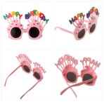 Ochelari Happy Birthday, Embo, Tematica Aniversare, Protectie Soare, din Plastic, Model Prajiturele, 18.5x11.5 cm, Roz - imagine 6