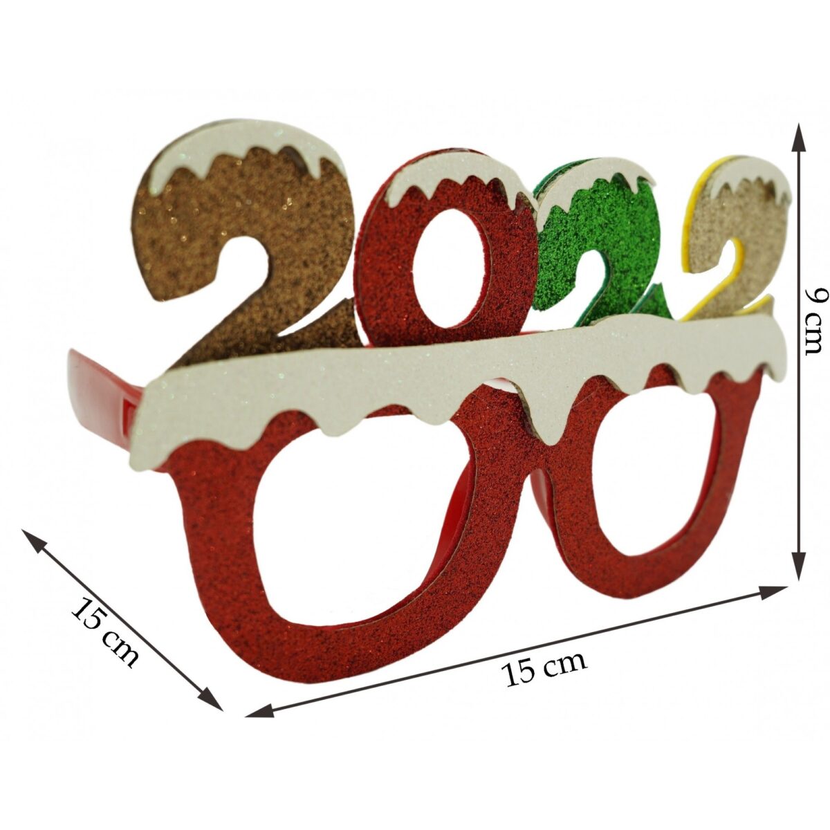 Ochelari petrecere de Revelion, 2022, Rosu, din Plastic si Poliester, Embo - imagine 3