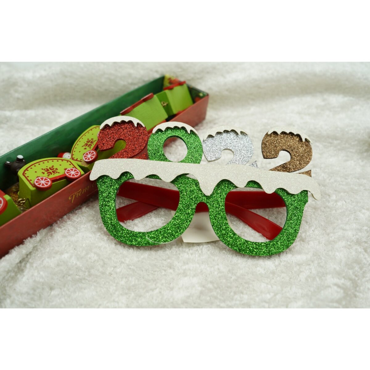 Ochelari petrecere de Revelion, 2022, Verde, din Plastic si Poliester, Embo - imagine 2