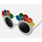 Ochelari Rotunzi Happy Birthday, Embo, Tematica Aniversare, Protectie Soare, din Plastic, 18.5x11.5 cm, Alb - imagine 5