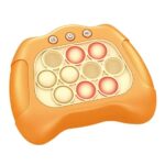 Joc Pop It, Embo, consola, joc interactiv, antistres, cu baterii, Abs si silicon, Portocaliu, 12 x 10 x 5.8 cm