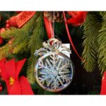 Ornament brad de Craciun, Iridescent, Rotund, 8 cm x 11 cm, Plastic, Embo