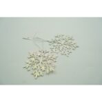 Ornament brad de Craciun, Perlat, in forma de Fulg de nea, 10 cm x 10 cm, Plastic, Embo - imagine 5