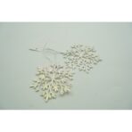Ornament brad de Craciun, Perlat, in forma de Fulg de nea, 10 cm x 10 cm, Plastic, Embo - imagine 10