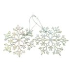 Ornament brad de Craciun, Perlat, in forma de Fulg de nea, 10 cm x 10 cm, Plastic, Embo
