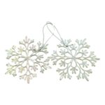 Ornament brad de Craciun, Perlat, in forma de Fulg de nea, 10 cm x 10 cm, Plastic, Embo