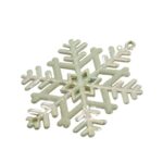 Ornament brad de Craciun, Perlat, in forma de Fulg de nea, 8 cm x 8 cm, Plastic, Embo