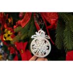 Ornament brad de Craciun, Perlat, Rotund, 8 cm x 11 cm, Plastic, Embo