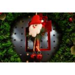 Ornament brad, Embo, Cadou cu clopotei, Rosu, Lucios, 15*20CM, Acril, Interior/ Exterior - imagine 4