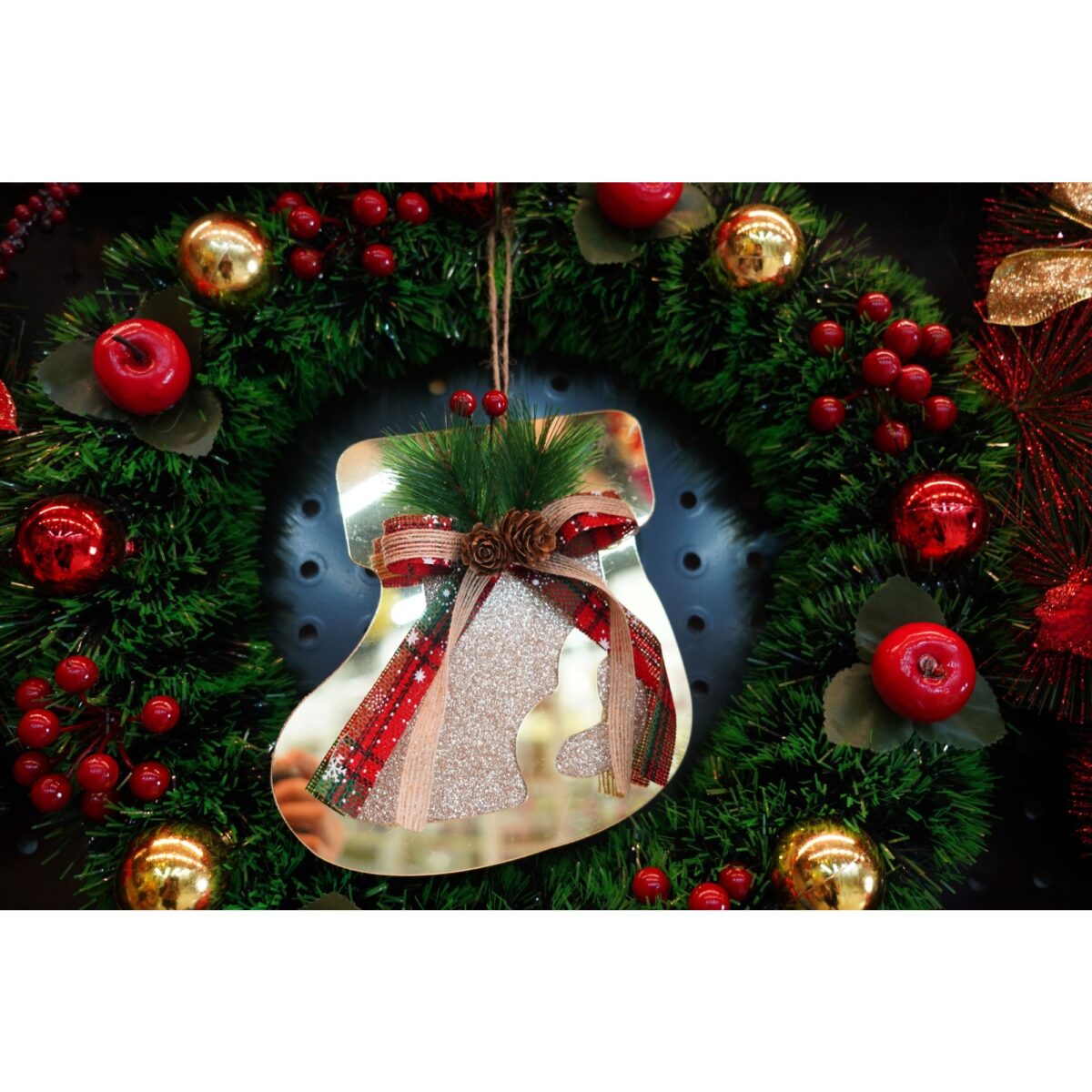 Ornament brad, Embo, Ciorap, Auriu, Lucios, 17*17CM, Acril, Interior/ Exterior - imagine 4