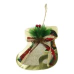 Ornament brad, Embo, Ciorap, Auriu, Lucios, 17*17CM, Acril, Interior/ Exterior - imagine 5