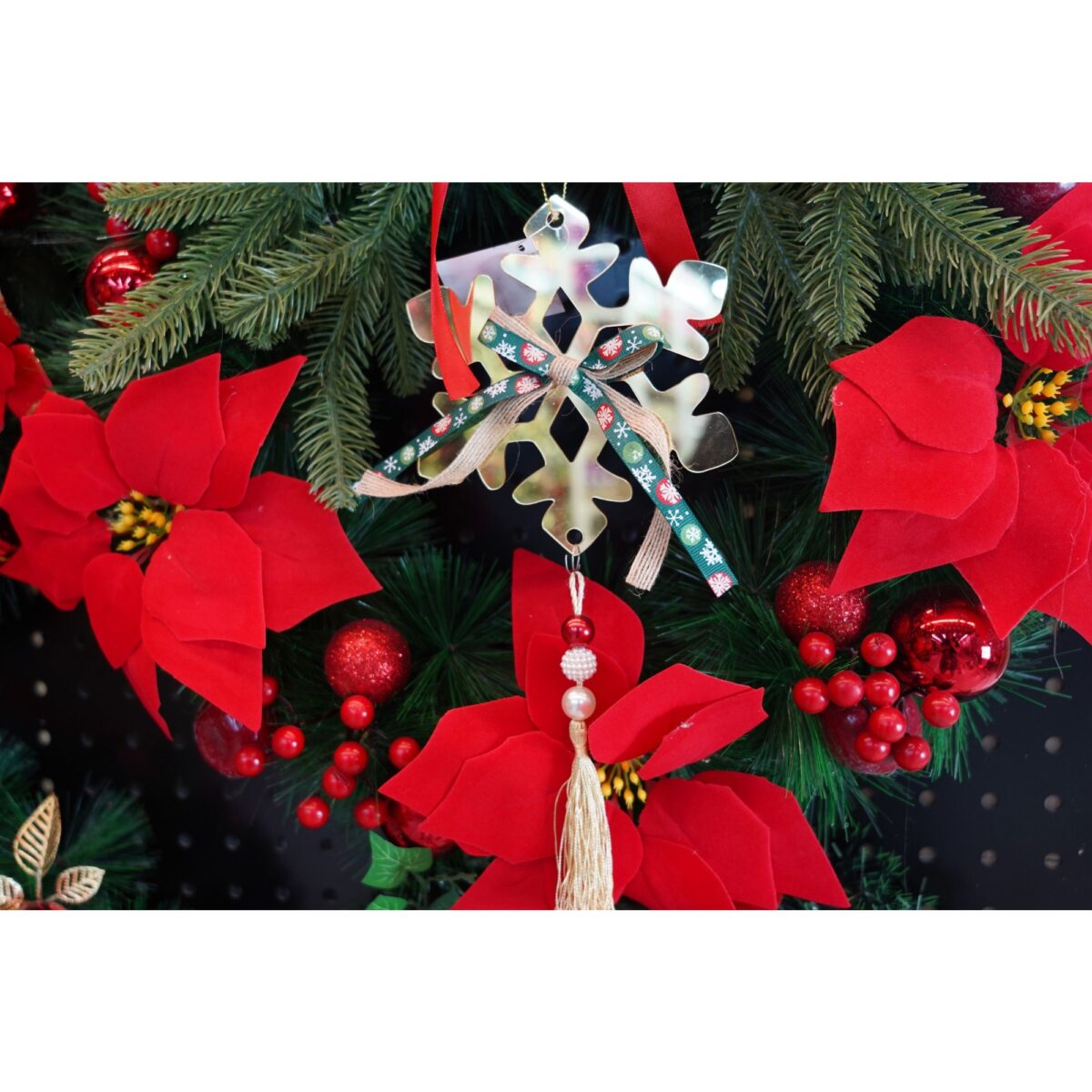 Ornament brad, Embo, Fulg de nea, Auriu, Lucios, 15*27CM, Acril, Interior/ Exterior - imagine 5