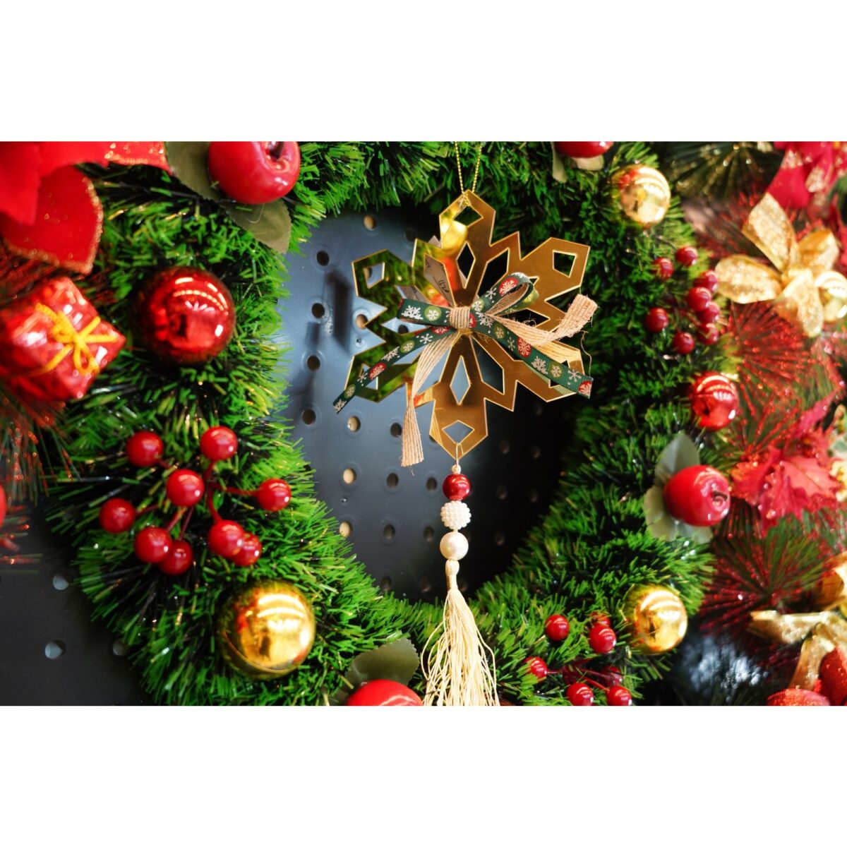 Ornament brad, Embo, Fulg de nea, Auriu, Lucios, 16*30CM, Acril, Interior/ Exterior - imagine 4