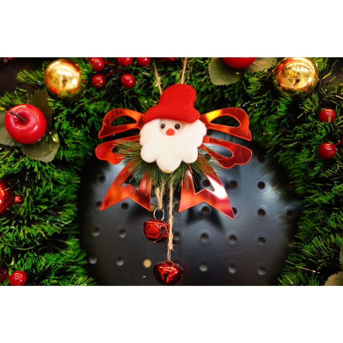 Ornament brad, Embo, Funda cu clopotei, Rosu, Lucios, 15*20CM, Acril, Interior/ Exterior - imagine 3