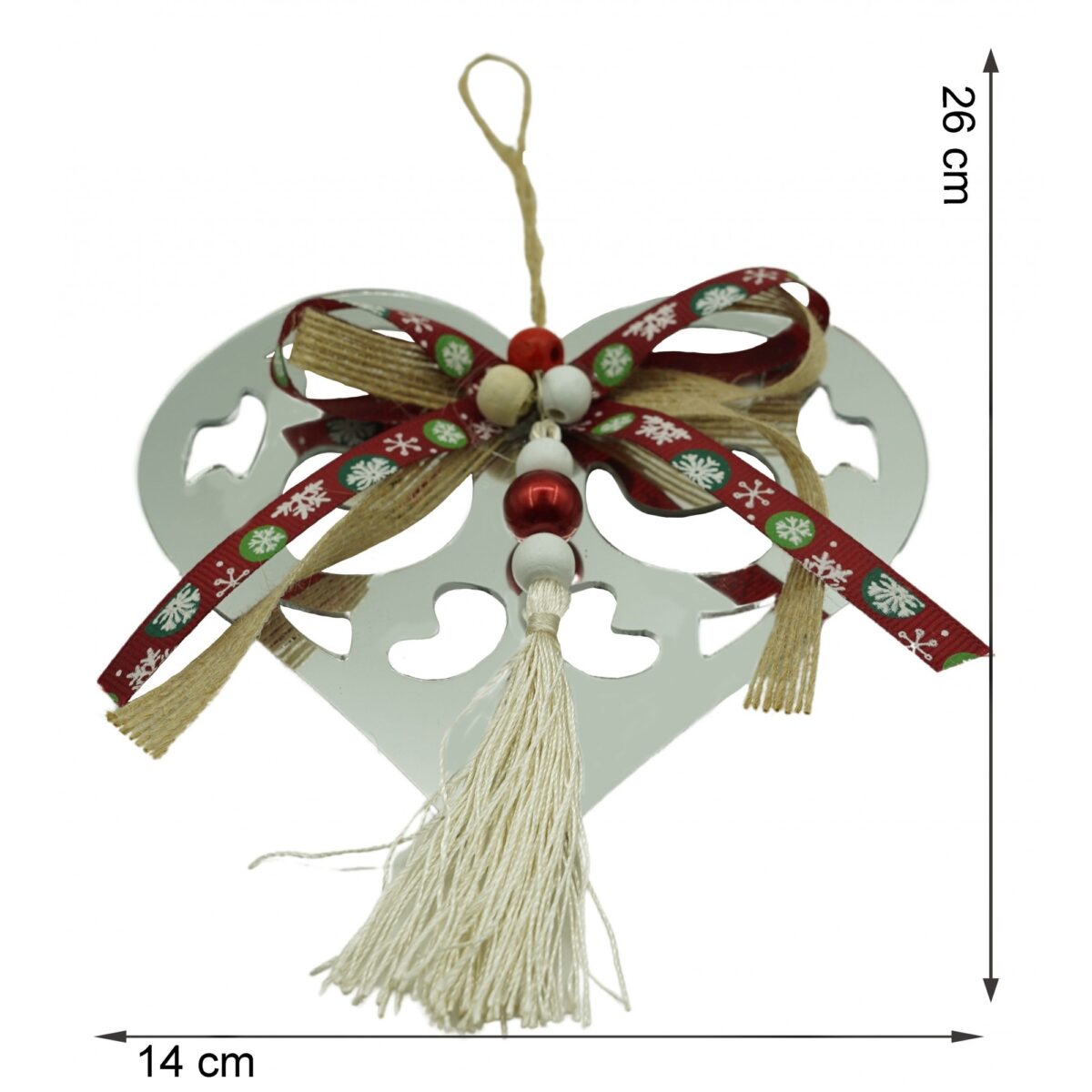 Ornament brad, Embo, Inima, Argintiu, Lucios, 14*26CM, Acril, Interior/ Exterior - imagine 6