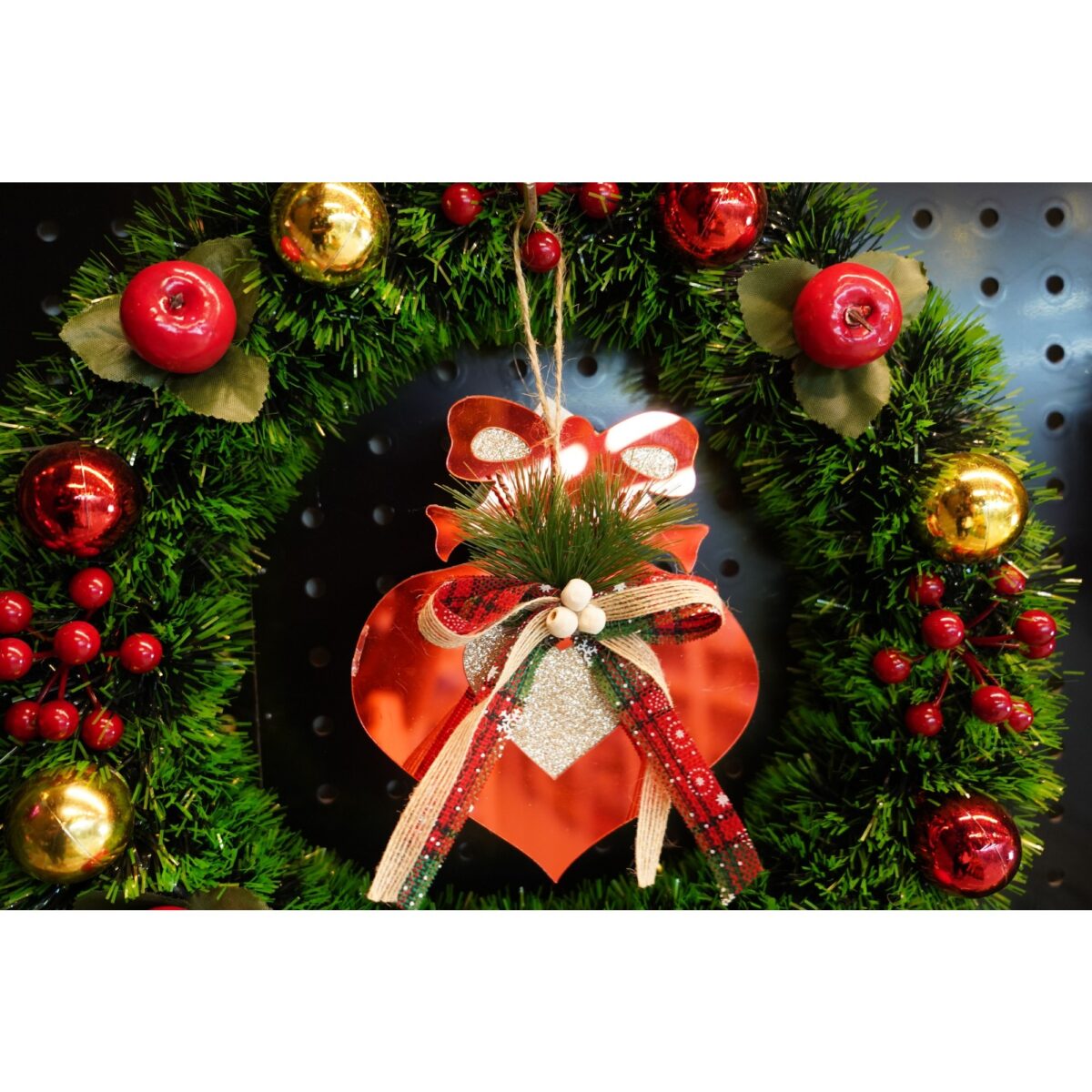 Ornament brad, Embo, Inima, Rosu, Lucios, 15*15CM, Acril, Interior/ Exterior - imagine 3