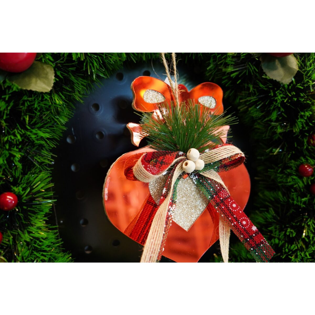 Ornament brad, Embo, Inima, Rosu, Lucios, 15*15CM, Acril, Interior/ Exterior - imagine 4