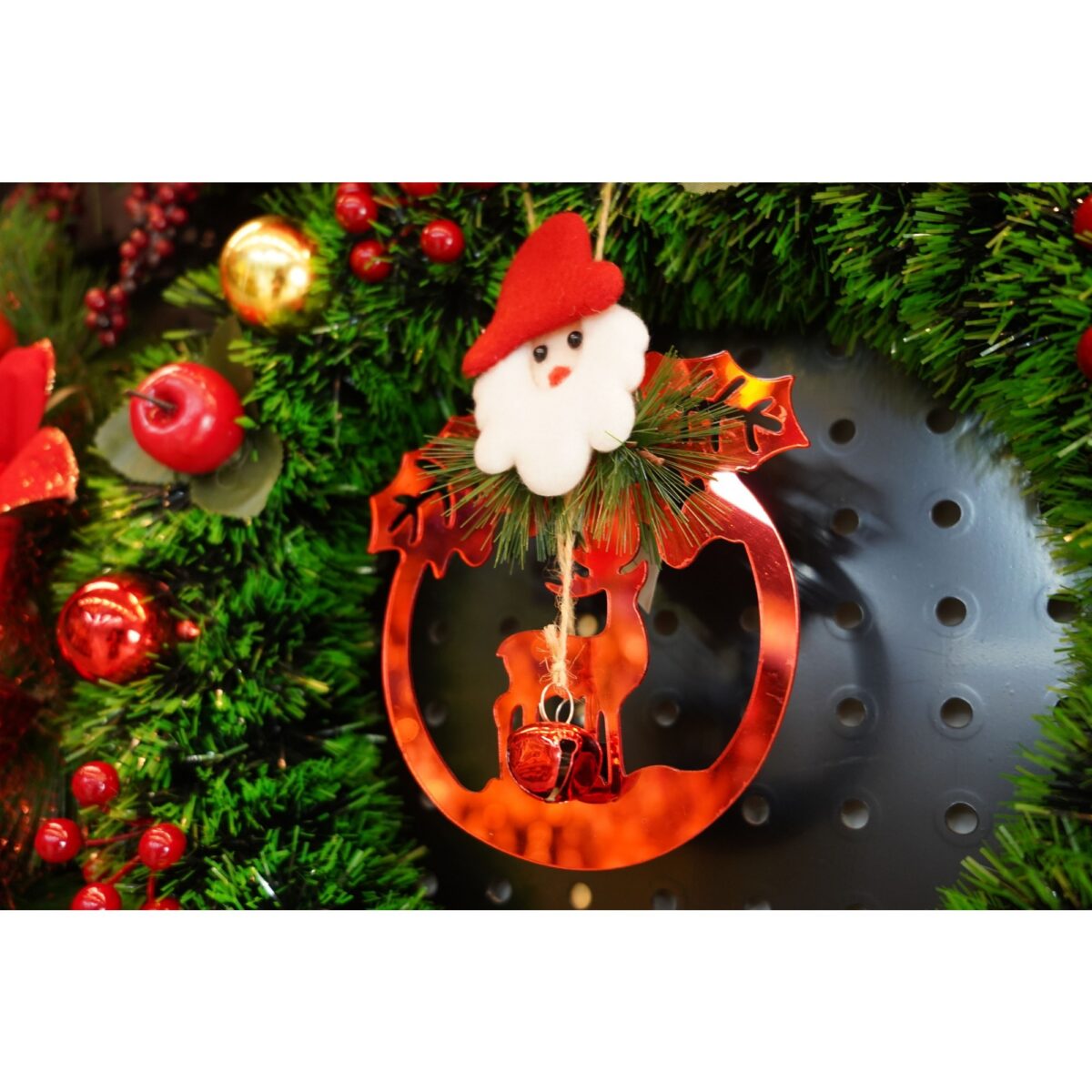 Ornament brad, Embo, Ren cu clopotei, Rosu, Lucios, 15*20CM, Acril, Interior/ Exterior - imagine 3