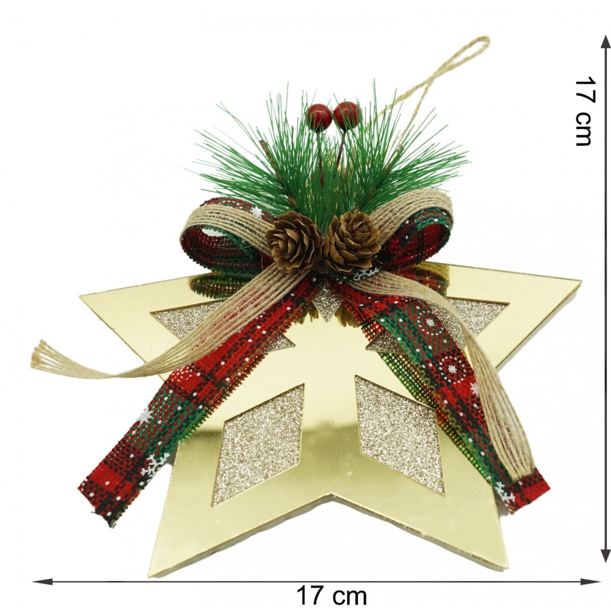 Ornament brad, Embo, Stea, Auriu, Lucios, 17*17CM, Acril, Interior/ Exterior - imagine 6