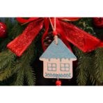 Ornament de brad casuta, Embo, multicolor, lemn, 18 cm - imagine 4