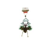 Ornament de brad cerb cu pom de craciun, Embo, multicolor, lemn, 18 cm