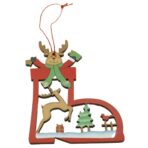 Ornament de brad cerb, Embo, multicolor, lemn, 10 cm