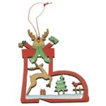 Ornament de brad cerb, Embo, multicolor, lemn, 10 cm
