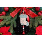 Ornament de brad ciorap cu clopotel, Embo, multicolor, lemn, 17 cm - imagine 3