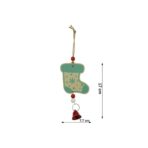 Ornament de brad ciorap cu clopotel, Embo, multicolor, lemn, 17 cm - imagine 6