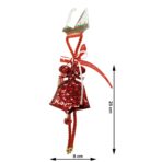 Ornament de brad clopotel cu paiete, Embo, rosu, lemn, 25 cm - imagine 3