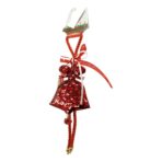 Ornament de brad clopotel cu paiete, Embo, rosu, lemn, 25 cm