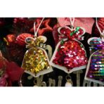 Ornament de brad clopotel cu paiete model 2, Embo, rosu, lemn, 36 cm - imagine 6