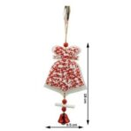 Ornament de brad clopotel din tweed, Embo, alb/rosu, lemn, 18 cm - imagine 3