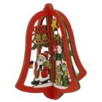Ornament de brad clopotel, Embo, multicolor, lemn, 10.5x9.5 cm