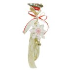 Ornament de brad fulg de nea, Embo, alb, lemn, 25 cm - imagine 3
