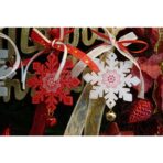 Ornament de brad fulg de nea, Embo, alb, lemn, 25 cm - imagine 8
