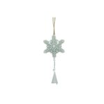 Ornament de brad fulg de nea, Embo, alb, metal, 20 cm