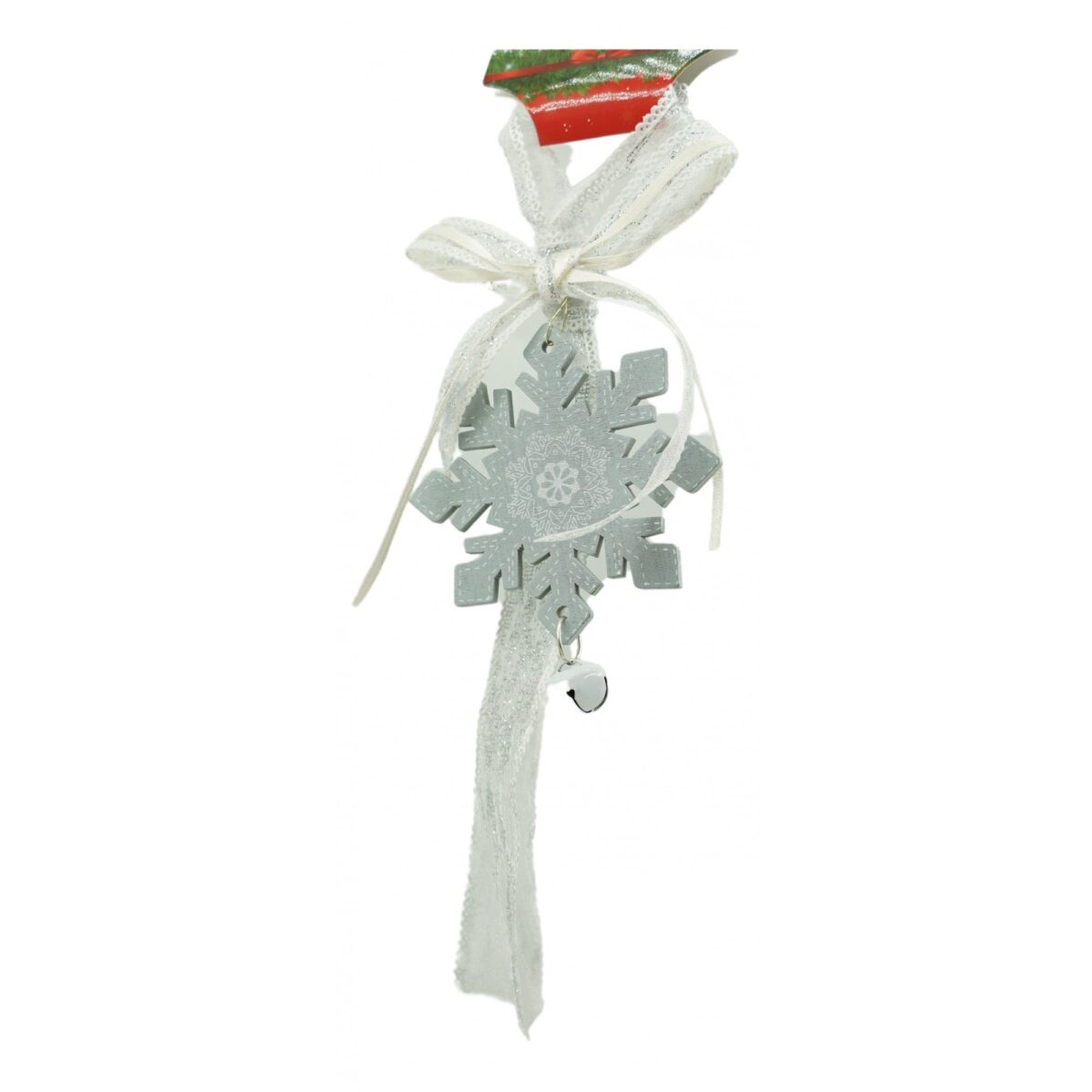 Ornament de brad fulg de nea, Embo, gri, lemn, 25 cm - imagine 3