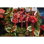 Ornament de brad inima cu paiete, Embo, rosu, lemn, 25 cm - imagine 4