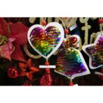 Ornament de brad inima din paiete, Embo, multicolor, lemn, 18 cm - imagine 6