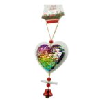 Ornament de brad inima din paiete, Embo, multicolor, lemn, 18 cm